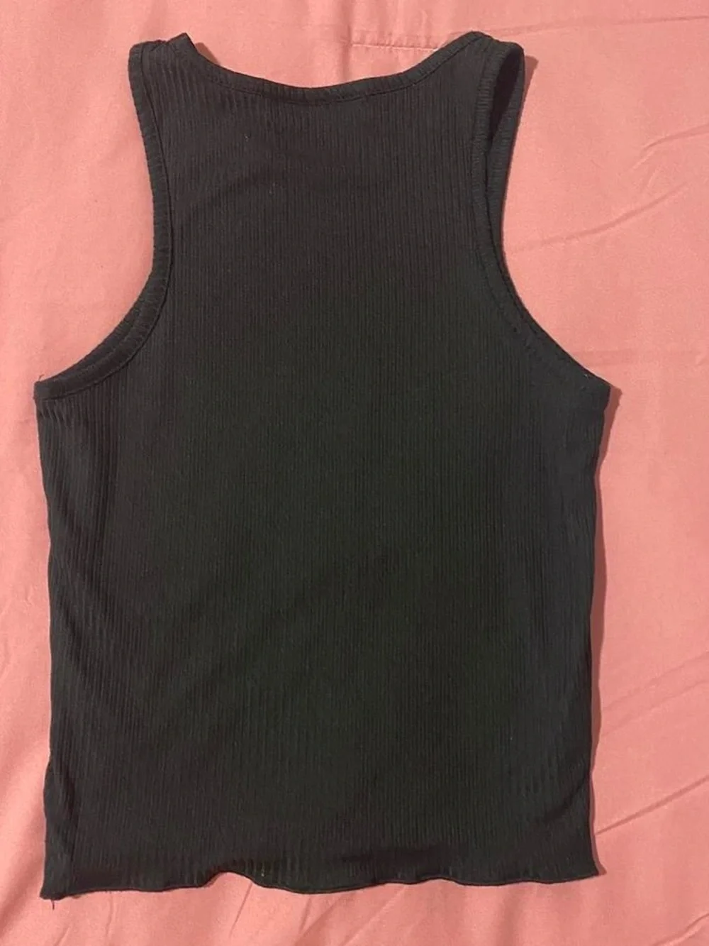 Black Ribbed Tank Top - Racerback Style - Picture 2 of 2